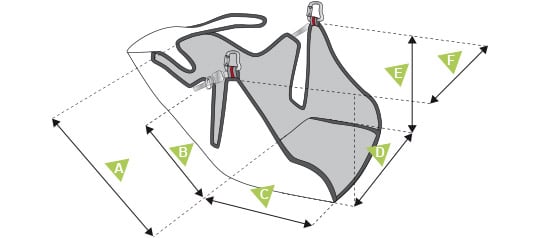 diagram of the dimensions of the harness ACCESS 2 AIRBAG