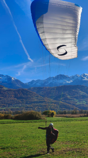 Photo de Laura en gonflage avec sa BIRDY2